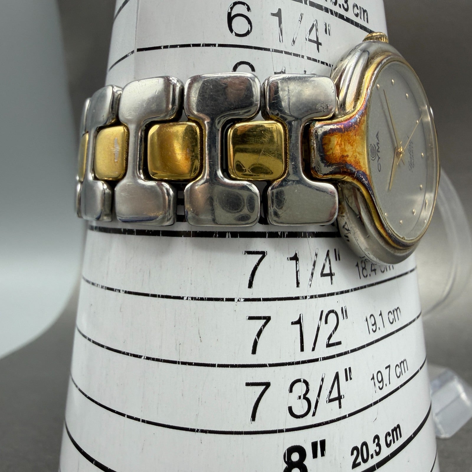 Cyma Sealord Watch Men 32mm Silver Dial Two Tone Round 411 New Battery11