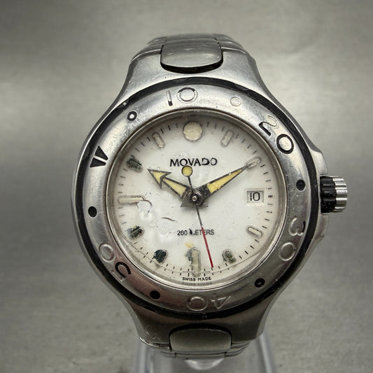 Movado Series 800 Dive Watch Women 32mm White Dial Steel Date 84 E1 1850 PARTS0