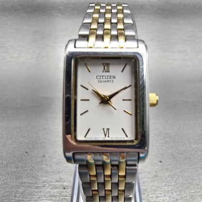 Citizen Watch Women 18mm White Dial Silver Tone Rectangle 5930-S038588 New Batt0