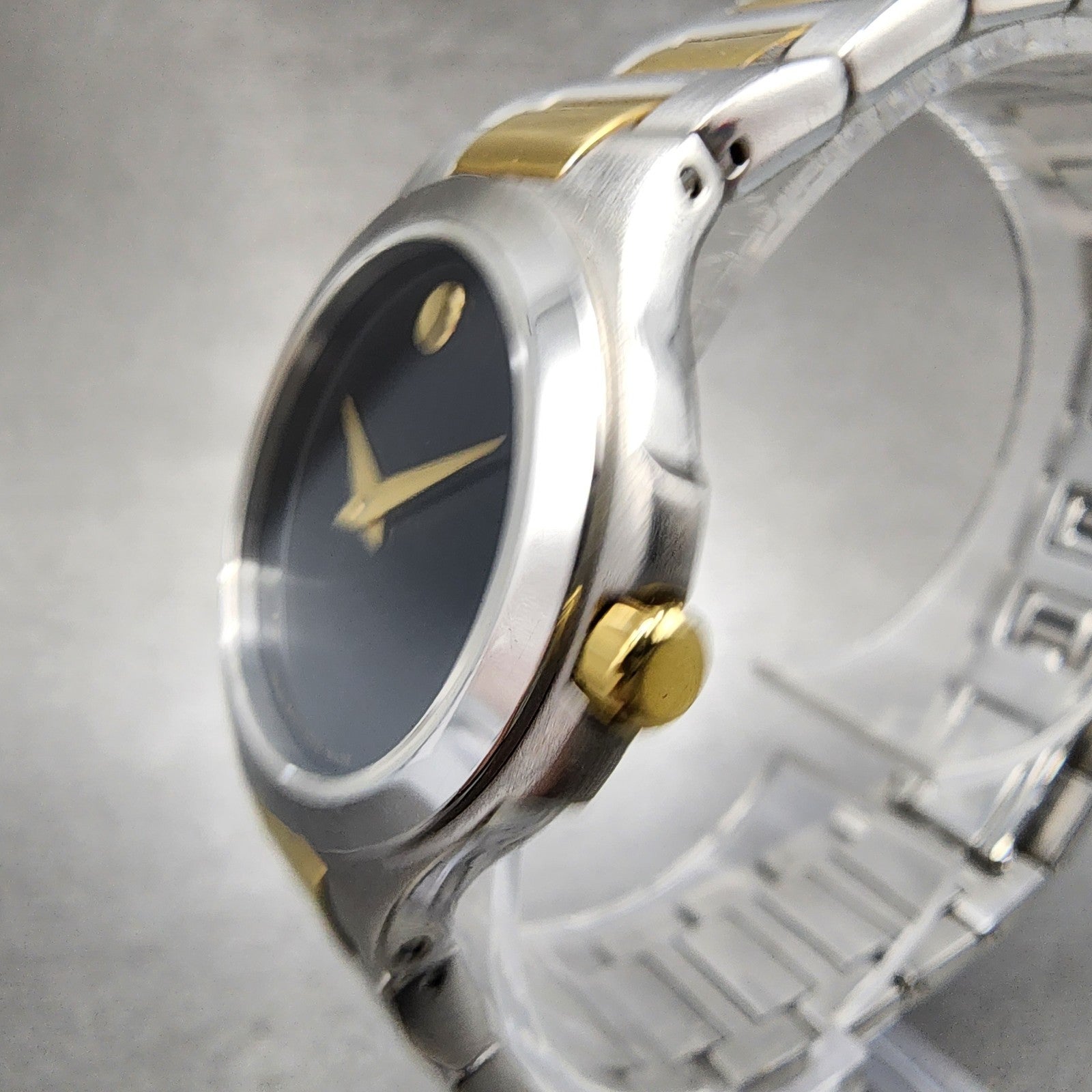 Movado Museum Watch Women 28mm Black Dial Two Tone Round 01.3.19.1296 New Batt2