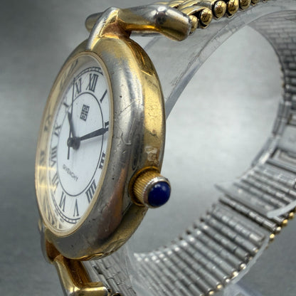 Givenchy Watch Men 32mm White Dial Gold Tone Round PARTS Vintage3