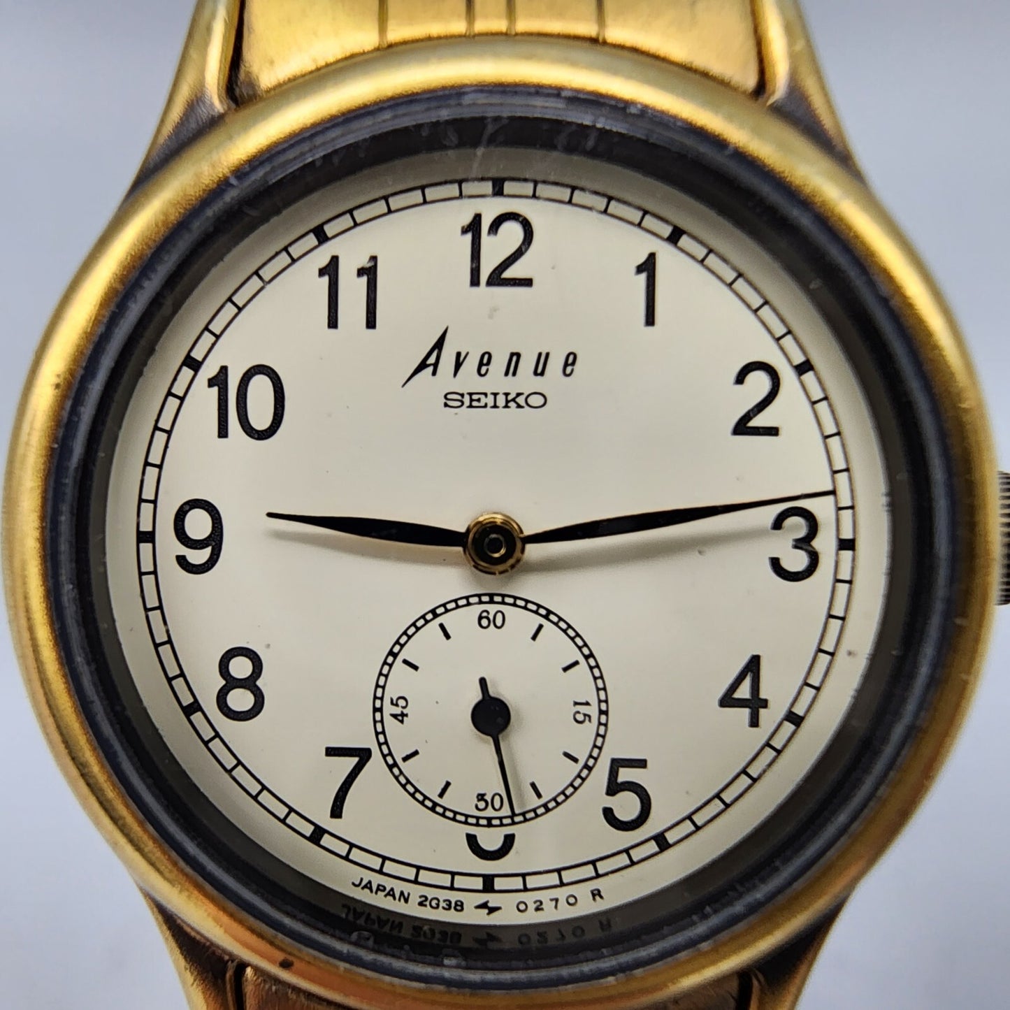 Seiko Avenue Watch Women Gold Tone Cream Dial Small Seconds 25mm New Battery1