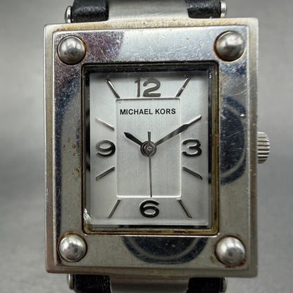 Michael Kors Watch Women 24mm Silver Dial Steel Rectangle MK-4085 New Battery1