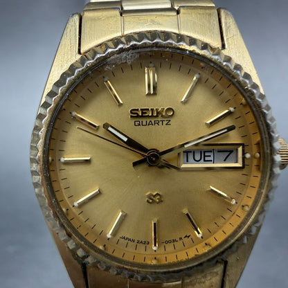 Seiko SQ Watch Women 24mm Champagne Dial Gold Tone Daydate 2a23-0030 New BattLPA1