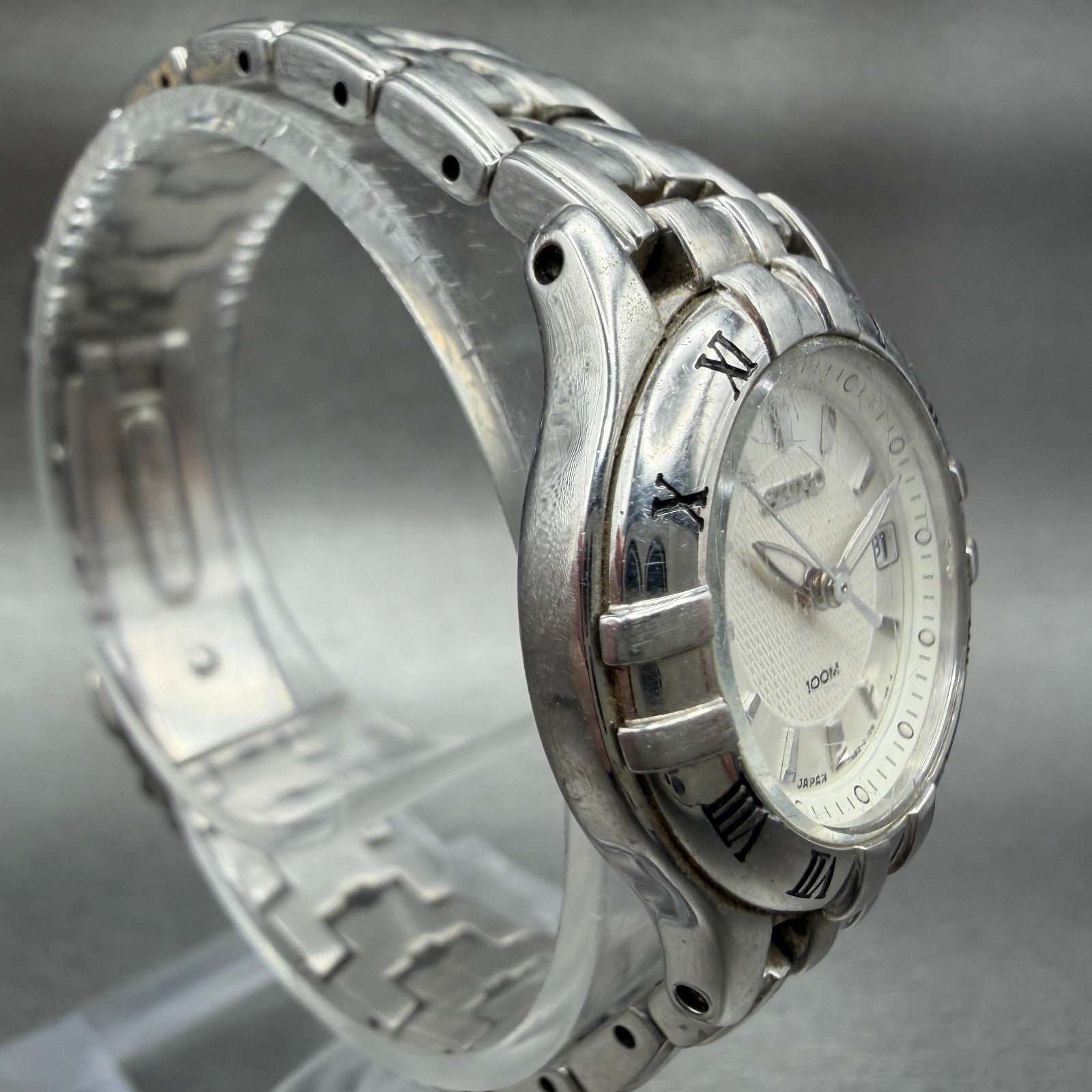 Seiko Dive Watch Women 26mm White Dial Silver Tone Date 7N82-0DP0 New Battery3