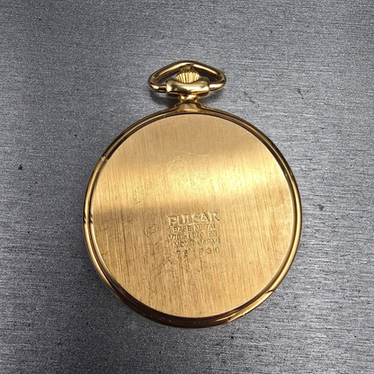 Pulsar Pocket Watch Men 46mm White Dial Gold Tone V701-0B60 New Battery10