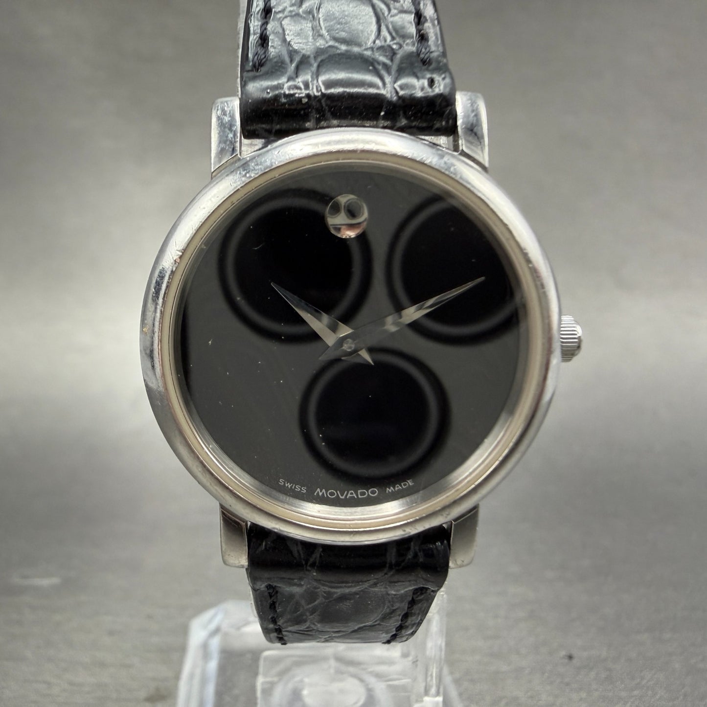 Movado Museum Watch Women 26mm Black Dial Steel Round 84 E4 0834 New Battery ABC0