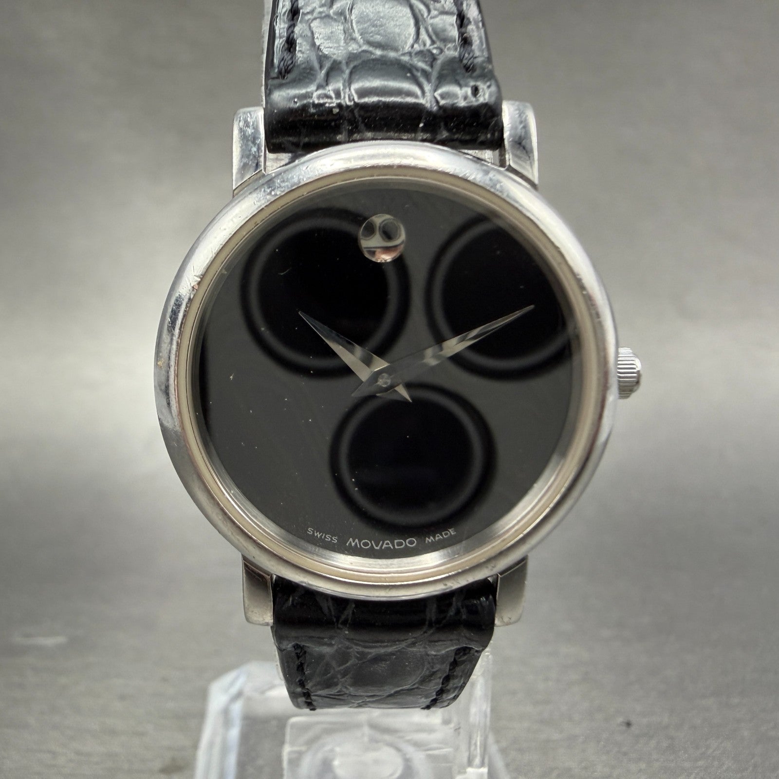 Movado Museum Watch Women 26mm Black Dial Steel Round 84 E4 0834 New Battery ABC0