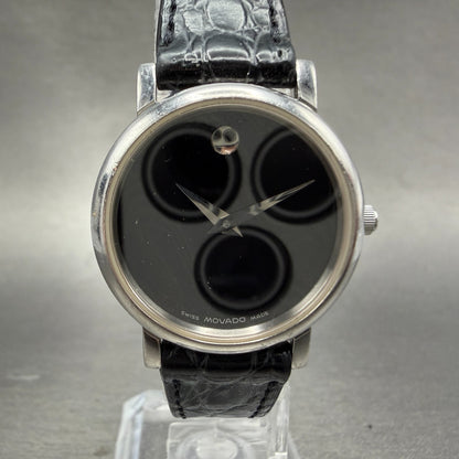 Movado Museum Watch Women 26mm Black Dial Steel Round 84 E4 0834 New Battery ABC0