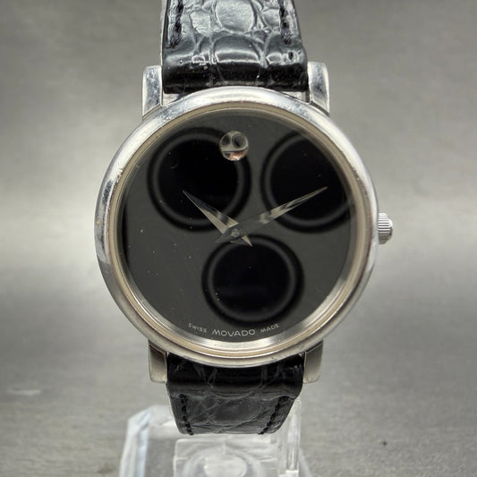 Movado Museum Watch Women 26mm Black Dial Steel Round 84 E4 0834 New Battery ABC0