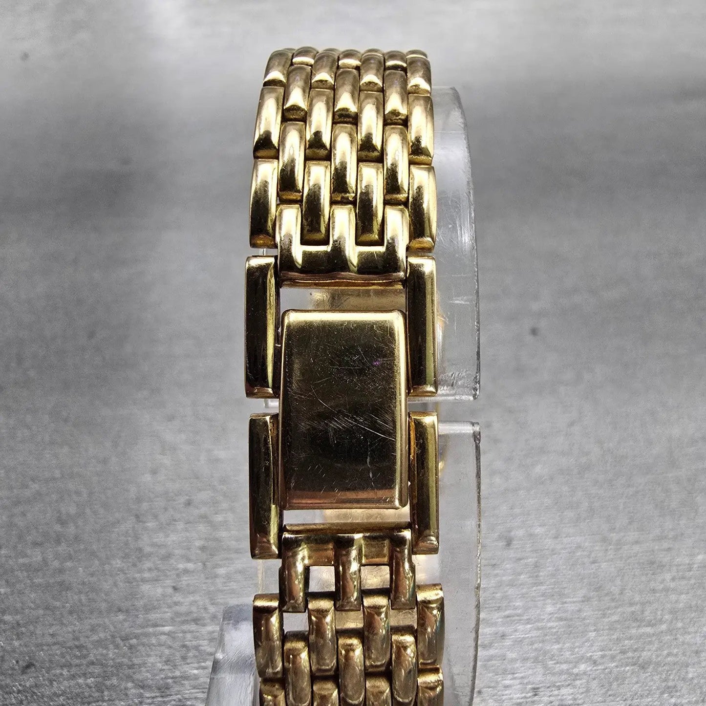 Seiko Watch Women 18mm Black Dial Gold Tone Rectangle V401-5650 New Battery VTG7