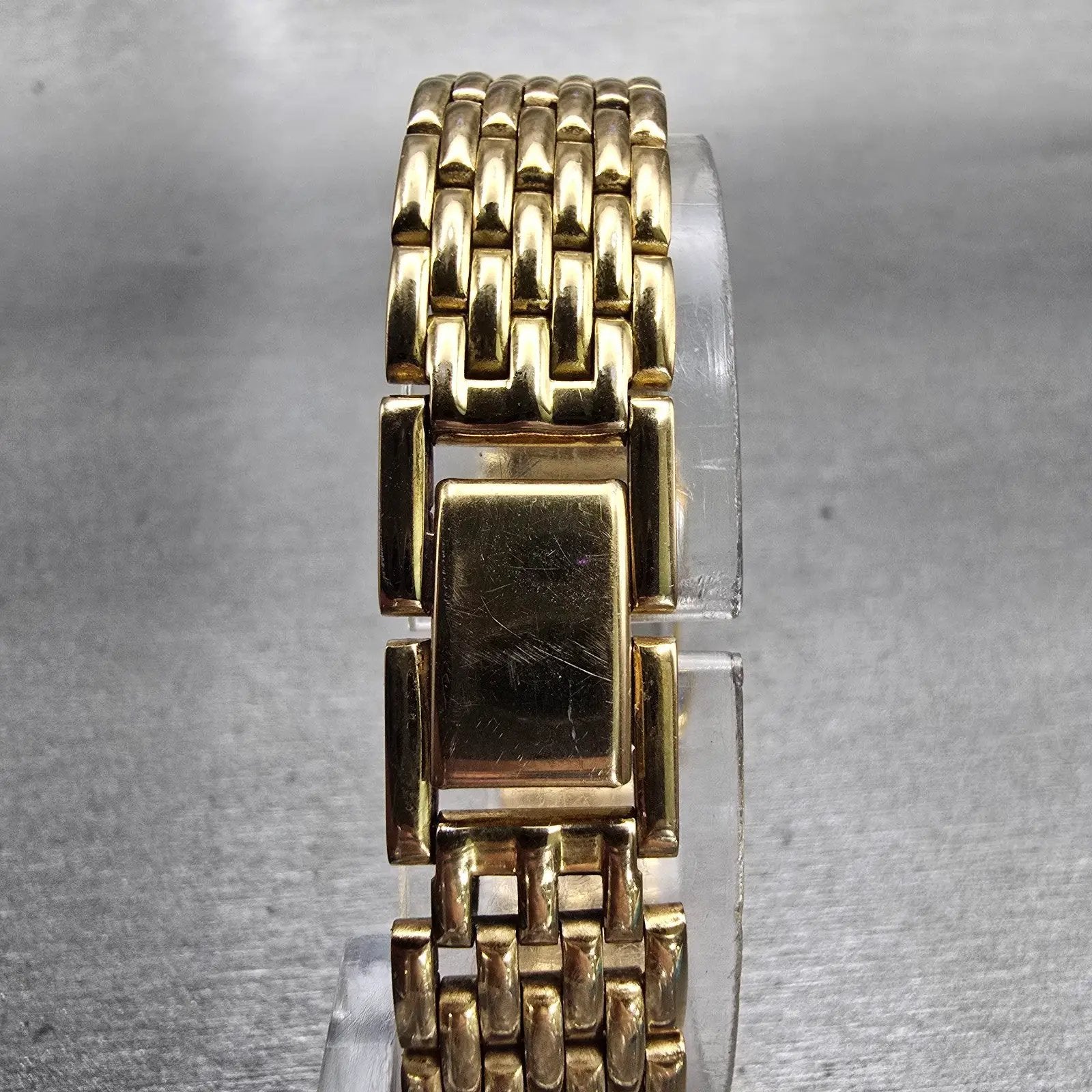 Seiko Watch Women 18mm Black Dial Gold Tone Rectangle V401-5650 New Battery VTG7