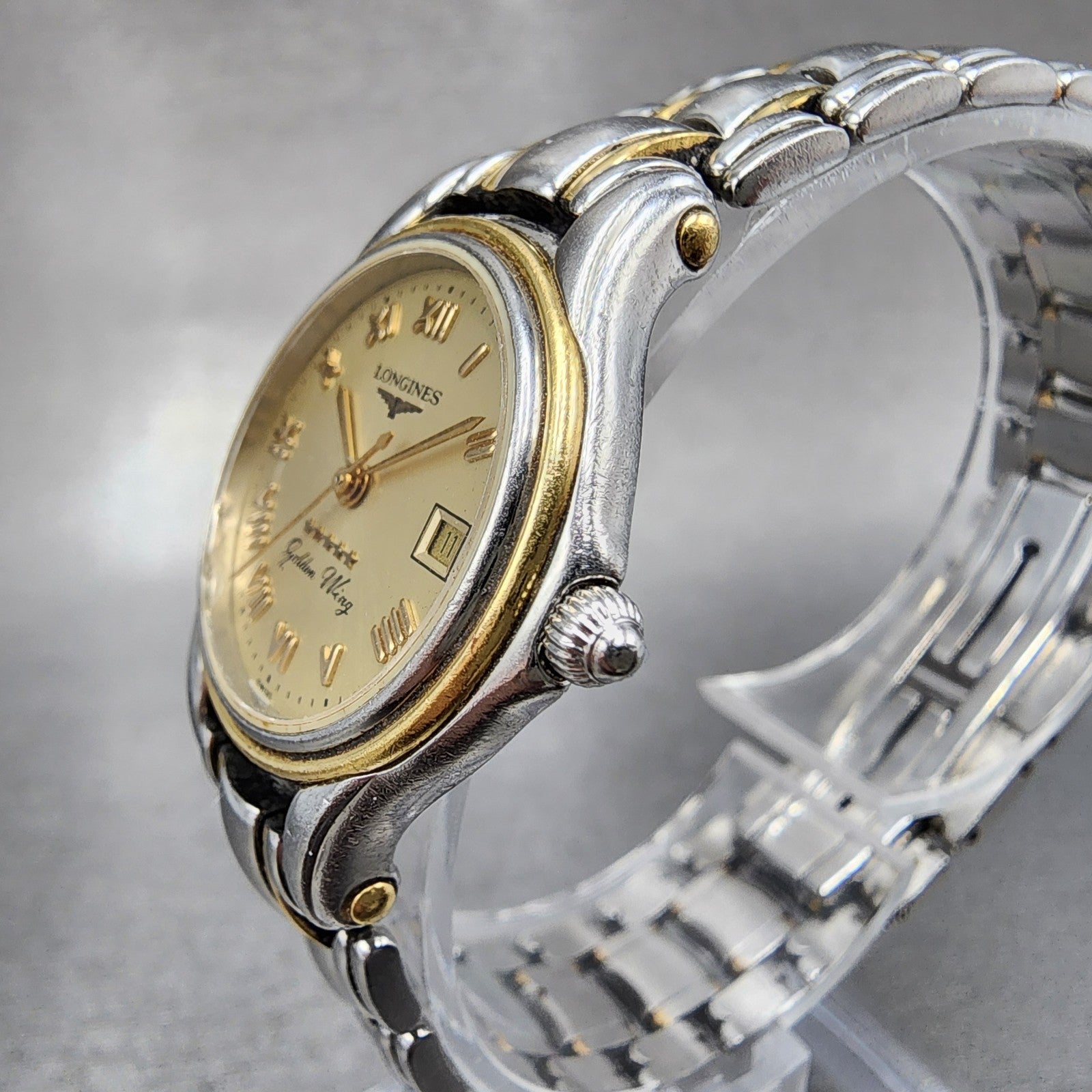 Longines Golden Wing Watch Women 26mm Champagne Dial Two Tone Date New Battery2