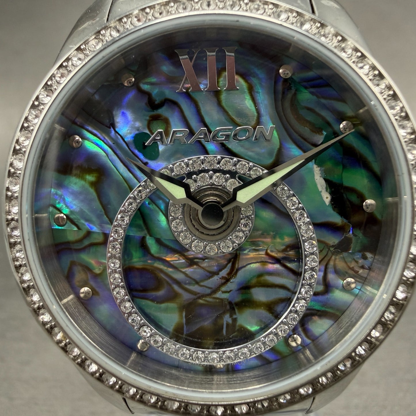 Aragon StarHalo watch Women 37mm Blue Abalone Dial Steel Crystals New Battery1