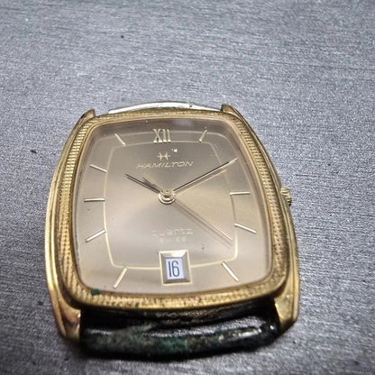 Hamilton Tank Watch Men 29mm Brown Dial Gold Tone Date 8022 VTG PARTS3