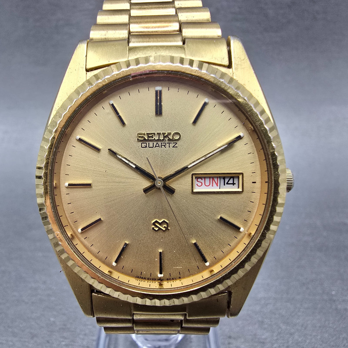 Seiko President Watch Men 35mm Gold Dial Gold Tone Daydate 5Y23-8A69 New Batt HH0