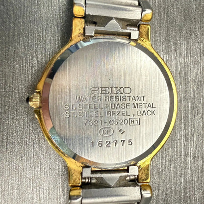 Seiko Exceline Watch Women 24mm White Dial Two Tone Round 7321-0520 New Battery10