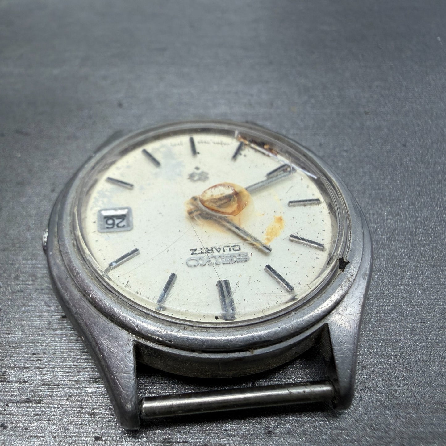 Seiko SQ Watch Men 37mm White Dial Silver Tone Date Round 7546-7009 PARTS5