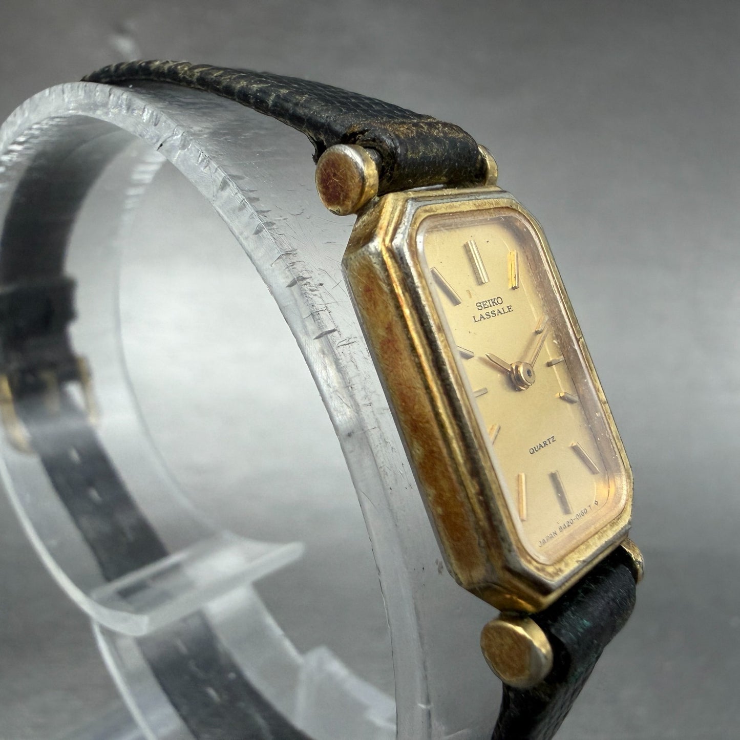 Seiko Lassale Watch Women 14mm Champagne Dial Gold Tone 8420-5839 New Battery3