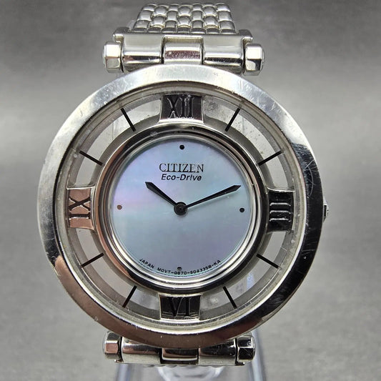 Citizen Eco-Drive Watch Women 28mm MOP Dial Silver Tone Round G670-S027616 Runs0