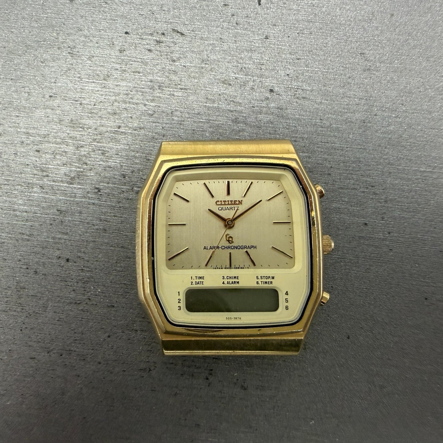 Citizen Analog Digital Watch Men 33mm Champagne Dial Gold Tone 4-082184 PARTS0