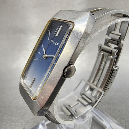 Citizen Tank Watch Women 21mm Blue Dial Steel Rectangle Manual Wind Runs VTG2