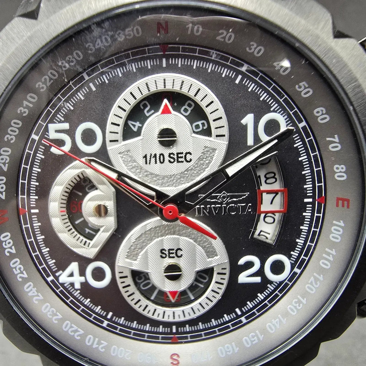 Invicta Aviator Chronograph Watch Men 48mm Gray Dial Steel Date New Batt 281451