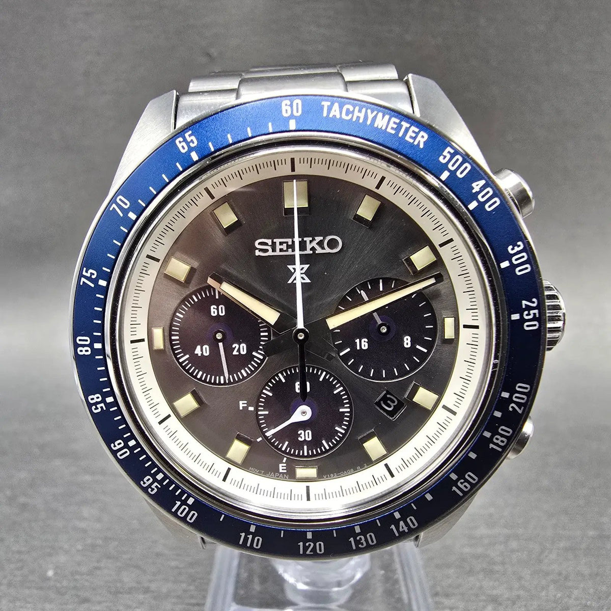 Seiko Prospex Speedtimer Chronograph Watch Men Black Dial Steel Solar SSC9391