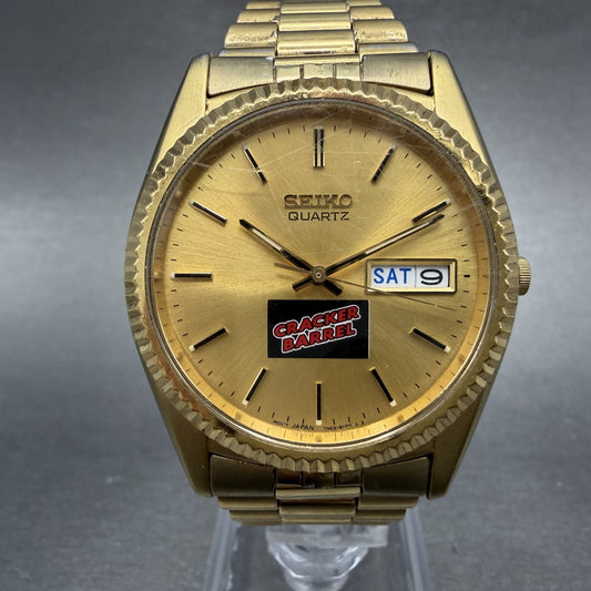 Seiko President Watch Men 36mm Champagne Dial Gold Tone Daydate Round New Batt H0