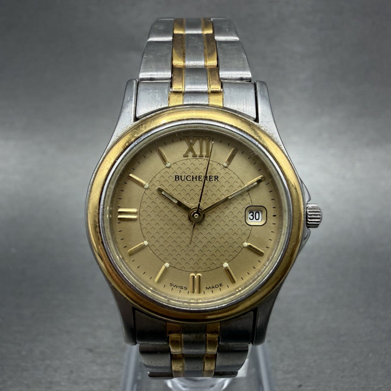 Bucherer Watch Women 26mm Gold Dial Two Tone Date Round 956.903 PARTS0