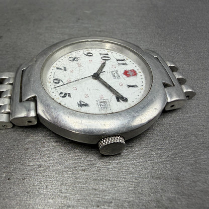 Victorinox Swiss Army Calvary Watch Men 39mm White Dial Silver Tone Date PARTS R4
