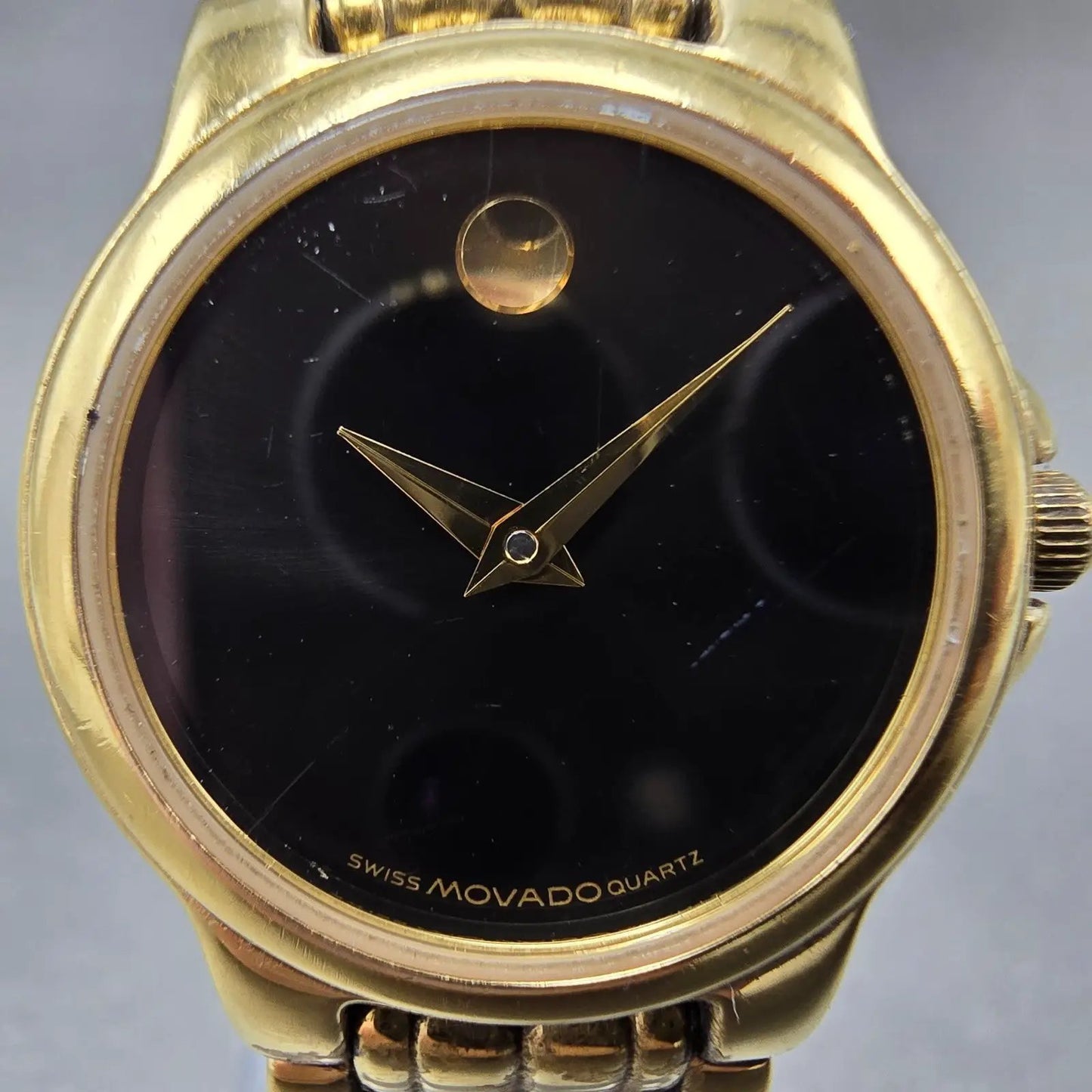 Movado Museum Watch Women 24mm Black Dial Gold Tone 88 E4 9835 New Battery1