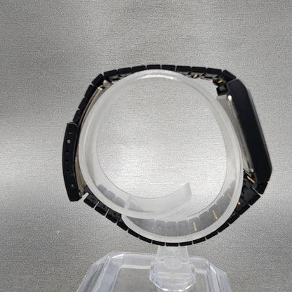 Seiko Watch Women 22mm Analog Digital Black Tone Rectangle E0295619 New Bat ABC8