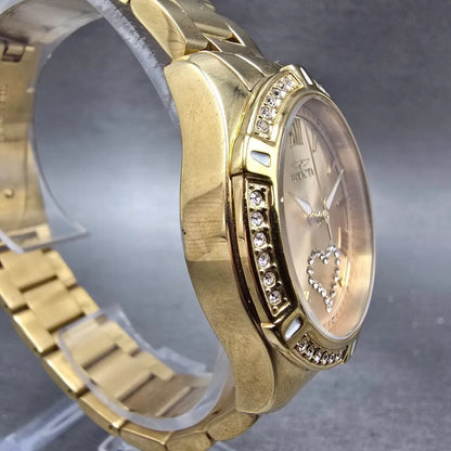 Invicta Angle Heart Watch Women 35mm Champagne Dial Gold Tone 21384 New Battery3
