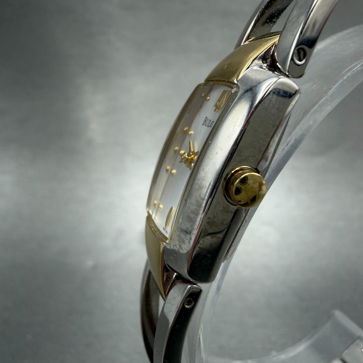 Bulova Tank Watch Women 17mm Silver Dial Two Tone Rectangle 98T81 New Battery2