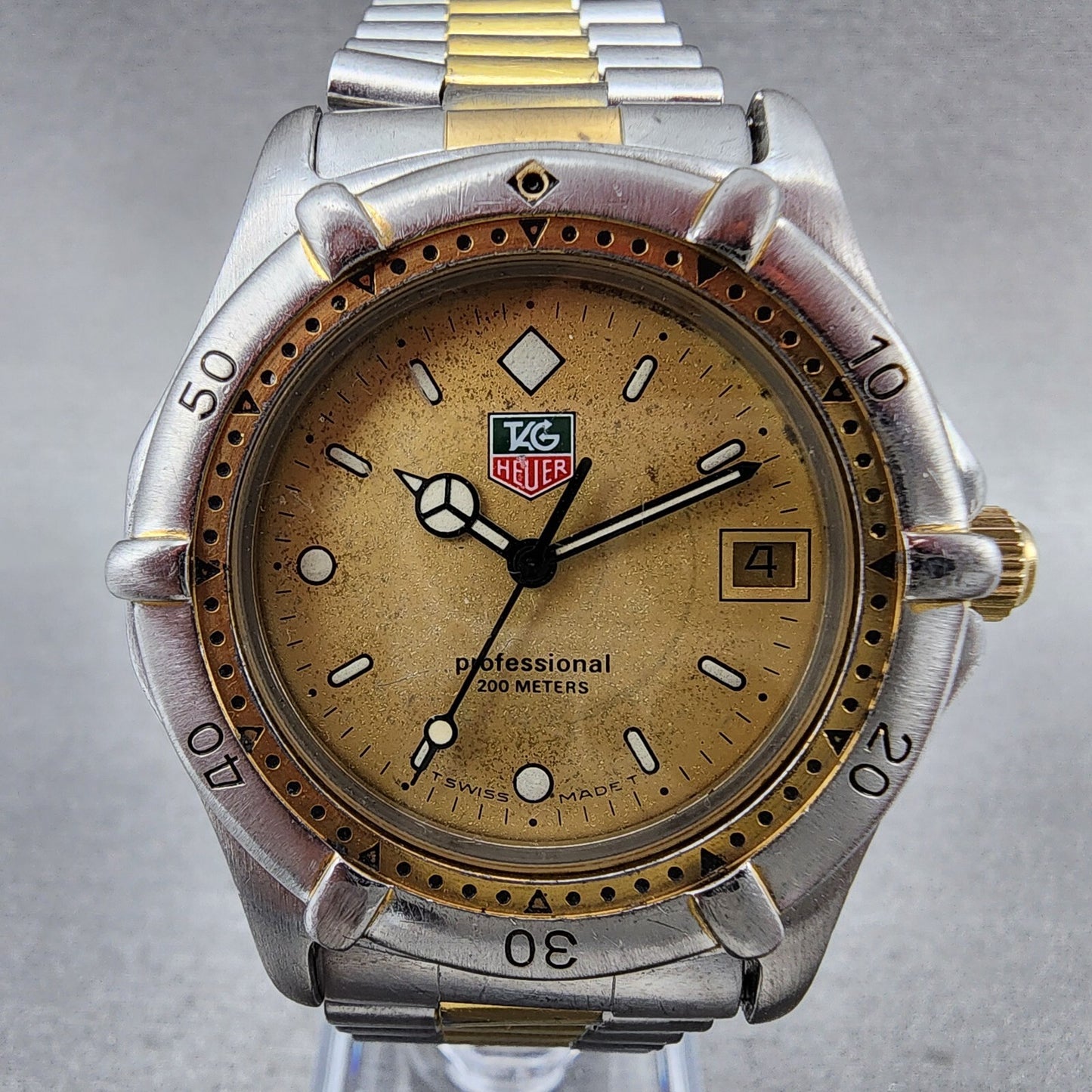 Tag Heuer Professional 200 Watch Men 37mm Gold Dial Two Tone Date Round New Batt1