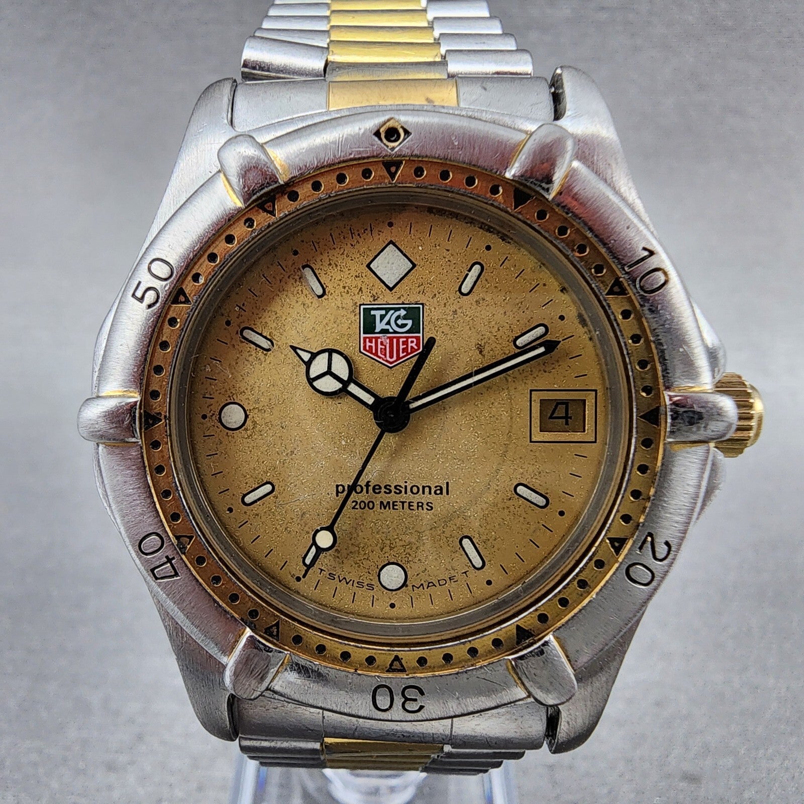 Tag Heuer Professional 200 Watch Men 37mm Gold Dial Two Tone Date Round New Batt1