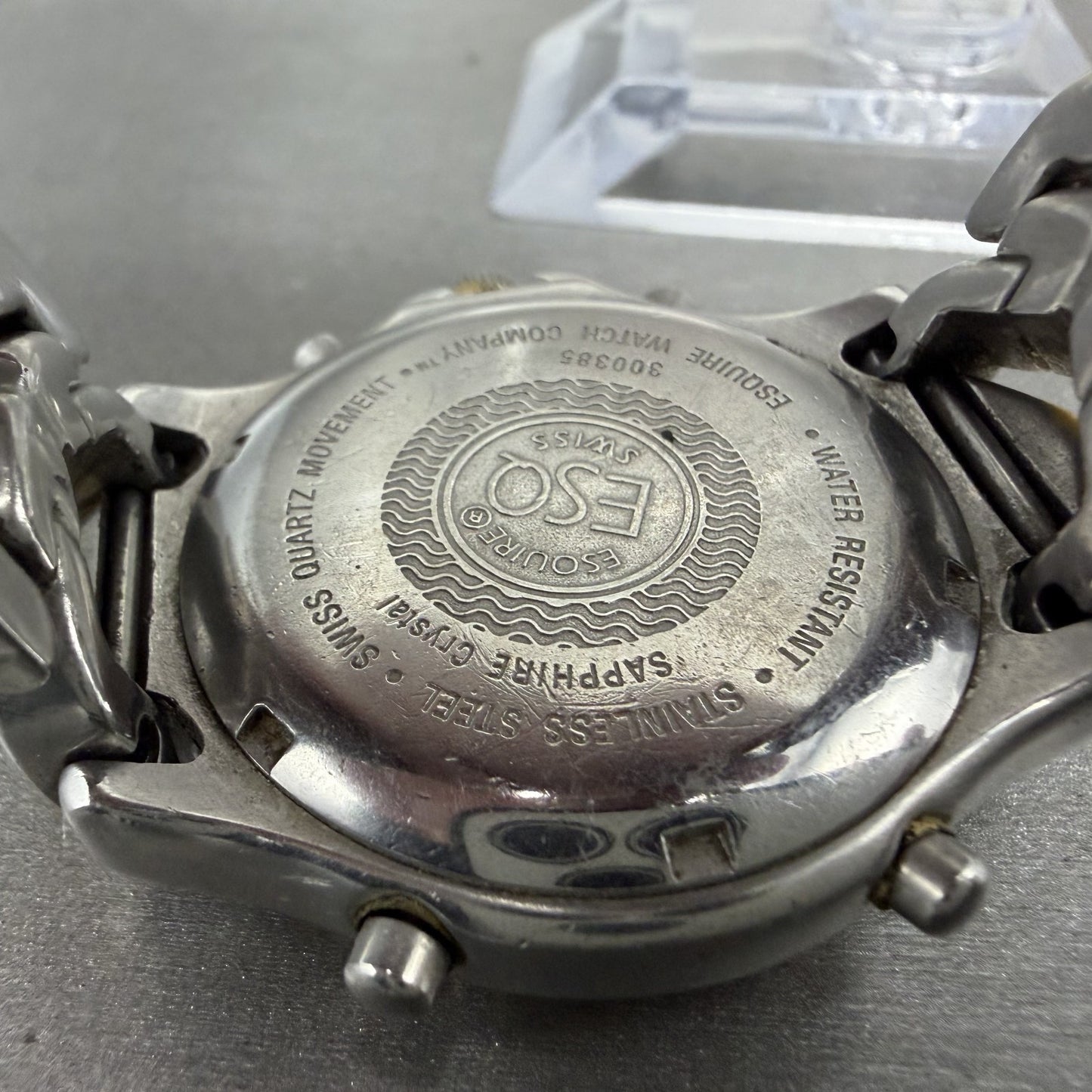 ESQ Analog Digital Watch Men 38mm White Dial Two Tone Round 1941 PARTS10