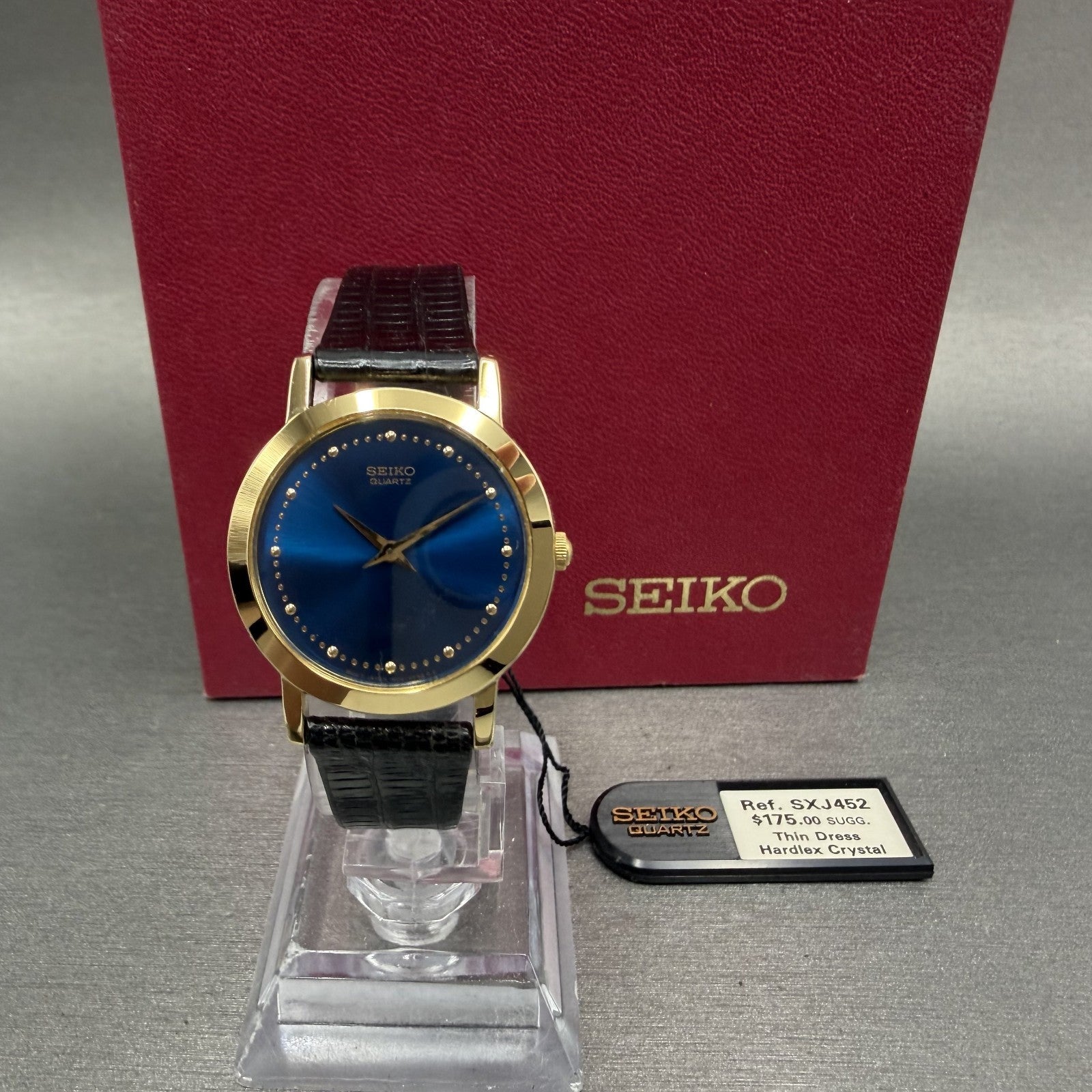 Seiko Watch Women 26mm Blue Dial Gold Tone Round 1N000A29 New Battery NOS0