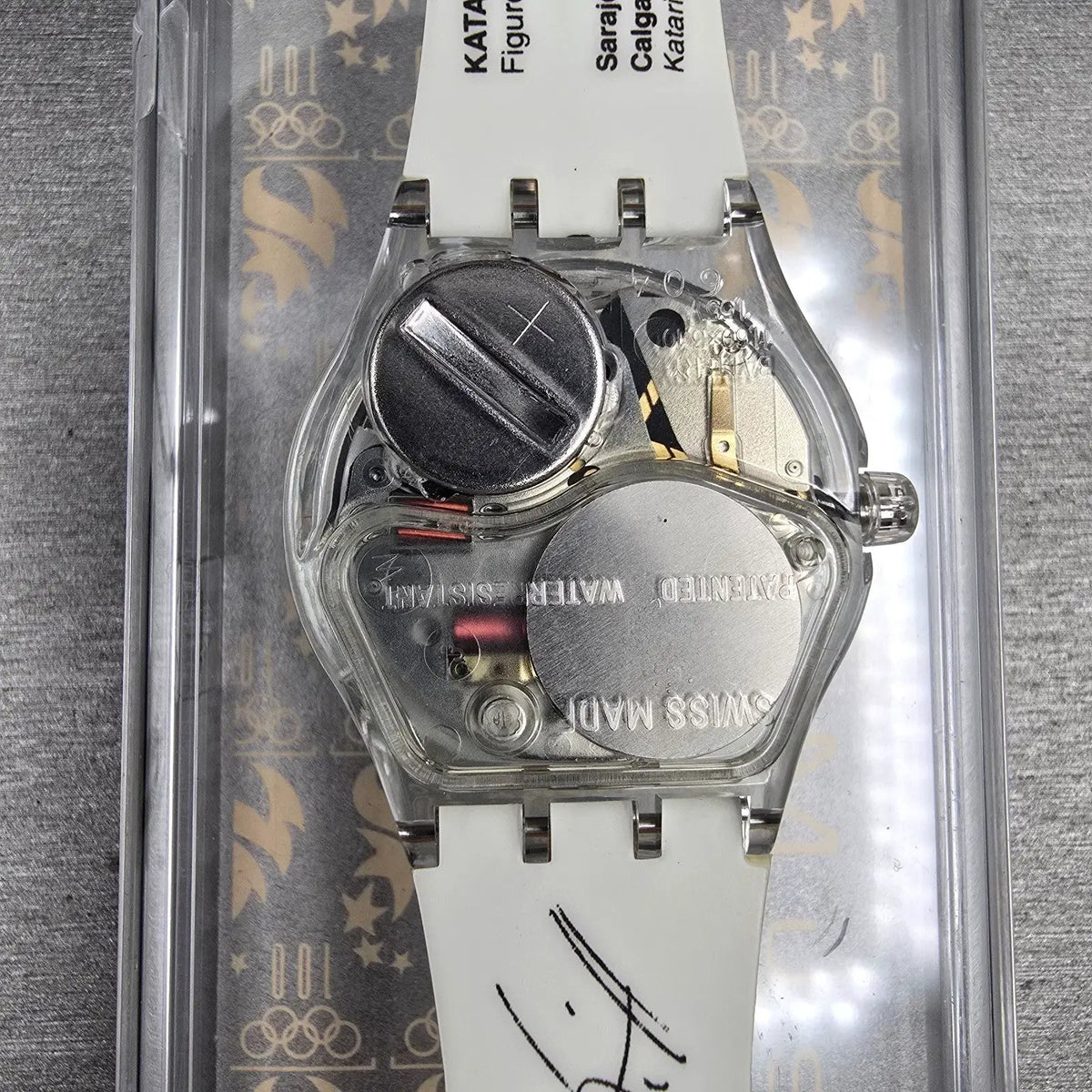 Swatch Musicall Katarina Witt Watch Woman 34mm Blue Dial Clear Case SLZ105 NOS10