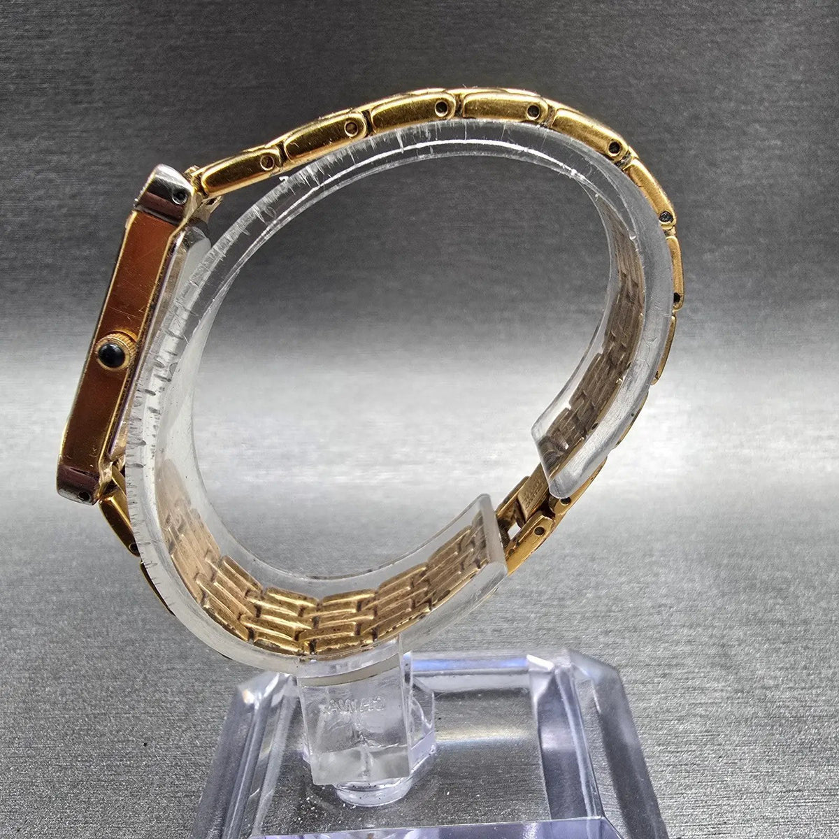 Seiko Half Moon Watch Women 14mm Black Dial Gold Diamonds Asymmetrical New Batt6
