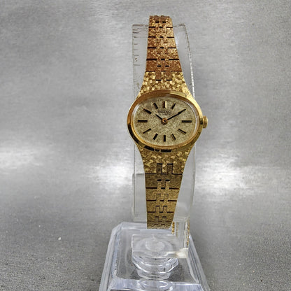 Seiko Watch Women 17mm Champagne Dial Gold Tone 2C205759 Oval New Battery5