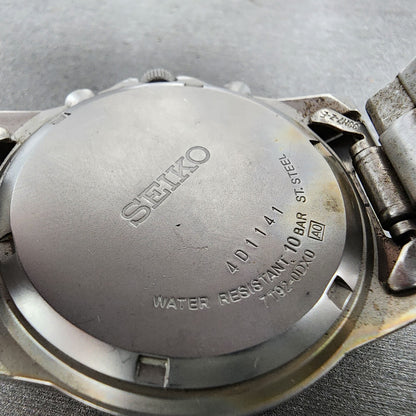 Seiko Chronograph Watch Men 38mm Blue Dial Steel Round 7T920DX0 PARTS10