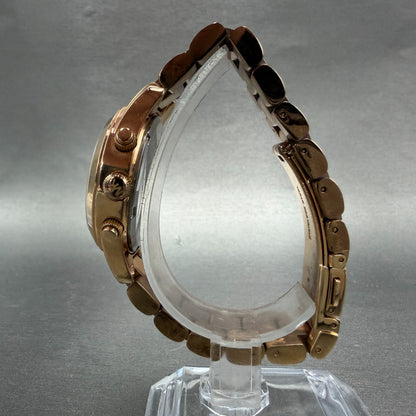 Michael Kors Runway Chronograph Watch Women 33mm Rose Dial Rose Gold Tone NewBat6