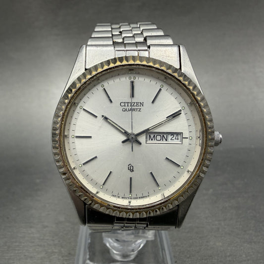 Citizen CQ President Watch Men 35mm Silver Dial Silver Tone Daydate New Battery0