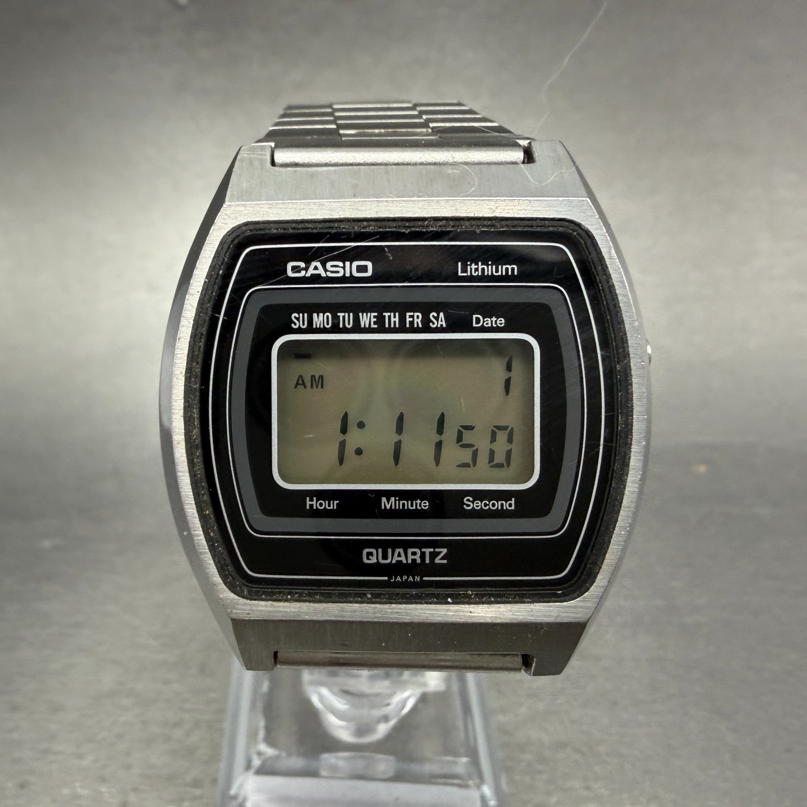 Casio 58 S005 Watch Men 36mm Digital Silver Tone Daydate New Battery Vintage ABC0