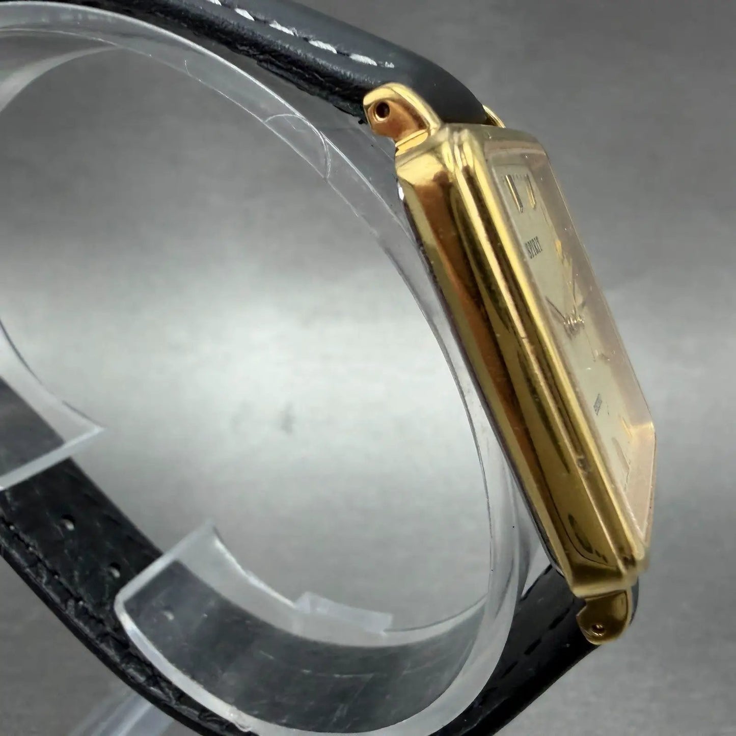 Seiko Spirit Tank Watch Men 26mm Champagne Dial Gold 5e21-5b50 New Battery HN73