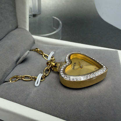 Invicta Angel Heart Necklace Watch Women 28mm Gold Dial Gold Tone 49938 NIB4