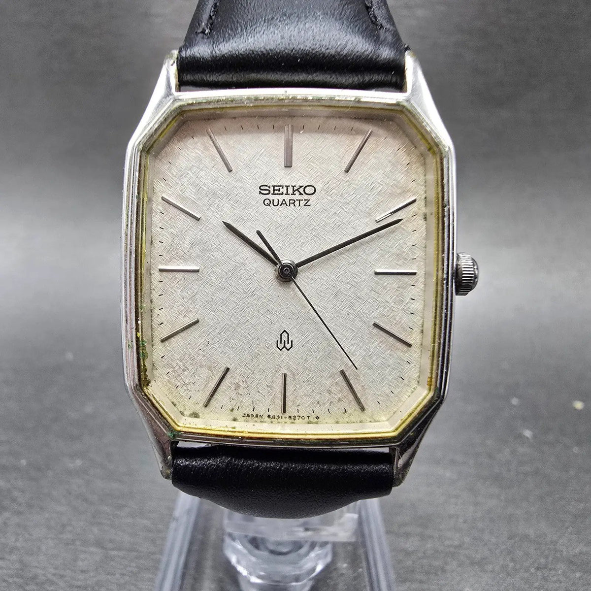 Seiko Tank Watch Men 27mm White Snowflake Dial Silver 6431-5150 New Battery JP0