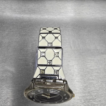 Swatch Elegantly Framed Watch Women 34mm Silver Dial Clear Case SFK356G New Batt4